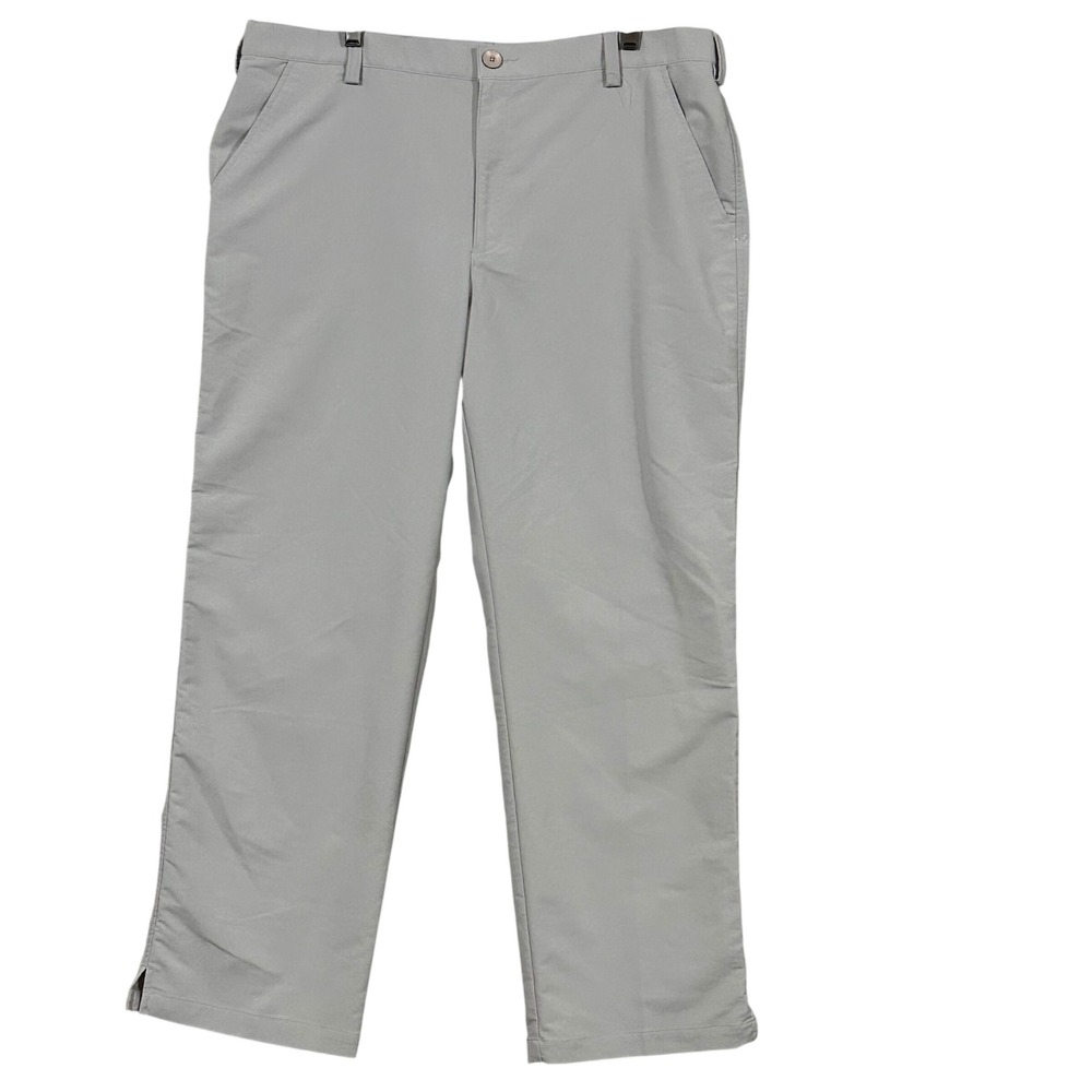 Under Armour Mens Golf Pants Gray Performance Flat Front Trousers 40/30